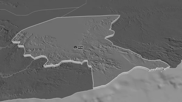 Powiększ Shabwah Gubernator Jemenu Wytłaczany Perspektywa Ukośna Dwupoziomowa Mapa Wysokości — Zdjęcie stockowe