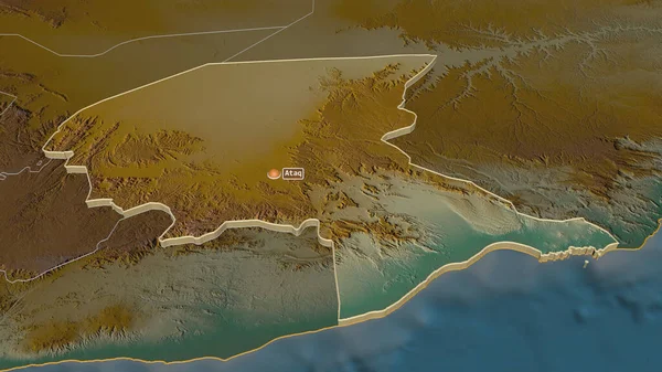 Увеличь Шабву Провинция Йемен Экструдированную Непристойная Перспектива Карта Рельефа Поверхностными — стоковое фото
