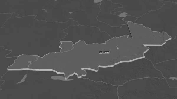 Zoom Central Province Zambia Extruded Oblique Perspective Bilevel Elevation Map — Stock Photo, Image