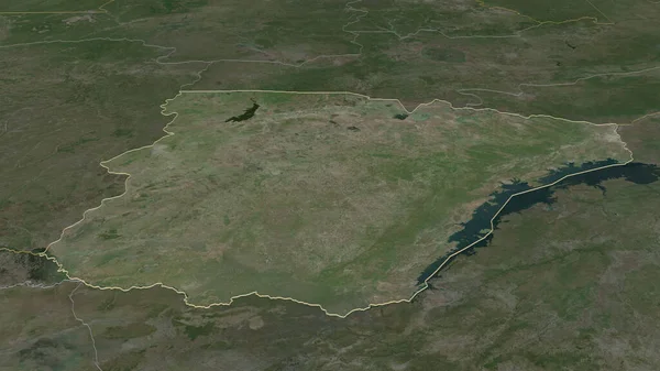 Zbliżenie Południe Prowincja Zambia Przedstawione Perspektywa Ukośna Zdjęcia Satelitarne Renderowanie — Zdjęcie stockowe