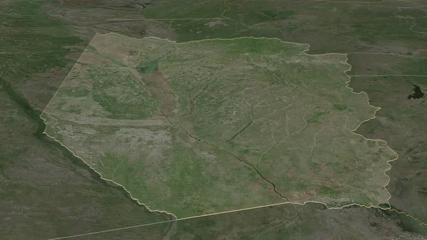 Zoom Auf Western Provinz Sambia Umrissen Schräge Perspektive Satellitenbilder Rendering — Stockfoto
