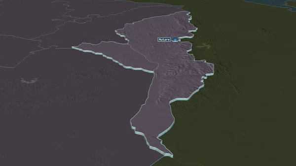 Zoom Manicaland Provincia Dello Zimbabwe Estruso Prospettiva Obliqua Mappa Colorata — Foto Stock