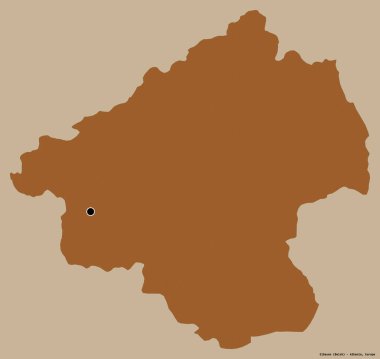 Arnavutluk 'un Elbasan ilçesi, başkenti katı bir renk zeminine sahip. Desenli dokuların bileşimi. 3B görüntüleme