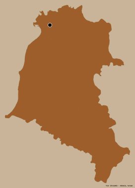 Arnavutluk 'un Fier ilçesi, başkenti katı renk arka planında izole edilmiş durumda. Desenli dokuların bileşimi. 3B görüntüleme