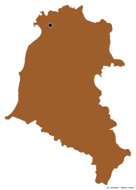 Arnavutluk 'un Fier ilçesi, başkenti beyaz arka planda izole edilmiş. Desenli dokuların bileşimi. 3B görüntüleme