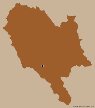 Arnavutluk 'un Cirokaster ilçesi, başkenti katı renk arka planına izole edilmiş durumda. Desenli dokuların bileşimi. 3B görüntüleme