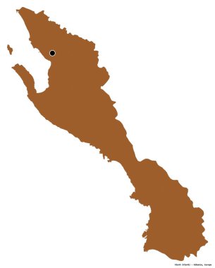 Arnavutluk 'un başkenti Vlore' un beyaz arka planda izole edilmiş hali. Desenli dokuların bileşimi. 3B görüntüleme