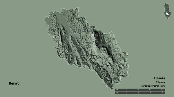 Forma Berat Provincia Albania Con Capital Aislada Sobre Fondo Sólido — Foto de Stock