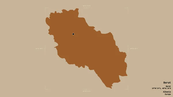 Området Berat Grevskapet Albanien Isolerat Solid Bakgrund Georefererad Avgränsningsbox Etiketter — Stockfoto