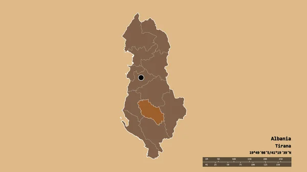 Albania Dengan Ibukota Divisi Regional Utama Dan Wilayah Berat Yang — Stok Foto