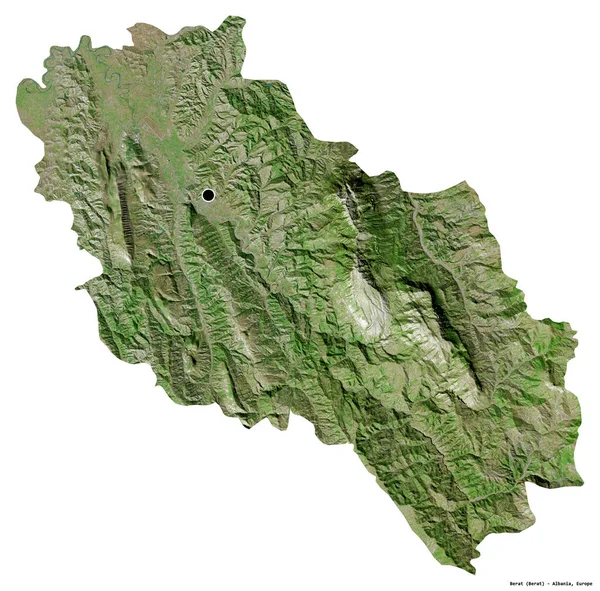 阿尔巴尼亚贝拉特州的形状 首都被白色背景隔离 卫星图像 3D渲染 — 图库照片