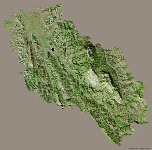 Forma Berat Provincia Albania Con Capital Aislada Sobre Fondo Color — Foto de Stock