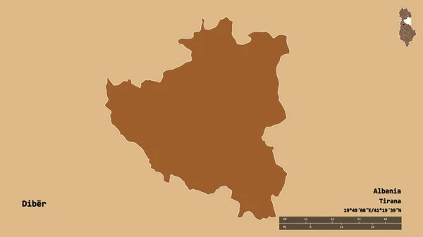 Форма Дібер Округ Албанія Своєю Столицею Ізольованою Твердому Тлі Масштаб — стокове фото