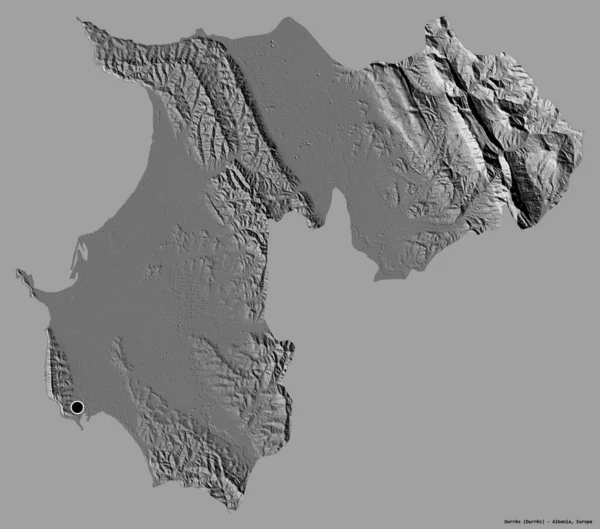 Form Durres Grevskapet Albanien Med Sin Huvudstad Isolerad Solid Färg — Stockfoto