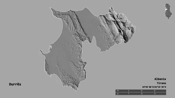Форма Дуррес Округ Албанія Своєю Столицею Ізольованою Твердому Тлі Масштаб — стокове фото
