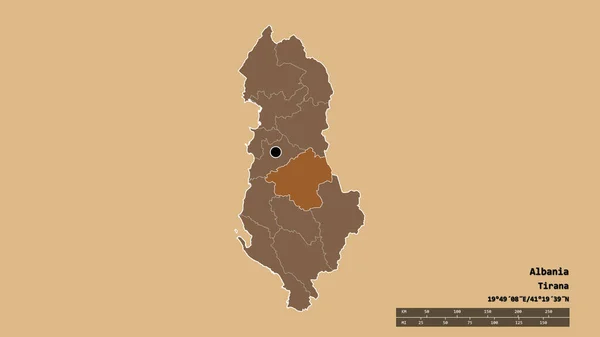 Обесцвеченная Форма Албании Столицей Главным Региональным Разделением Отделенной Территорией Эльбасана — стоковое фото