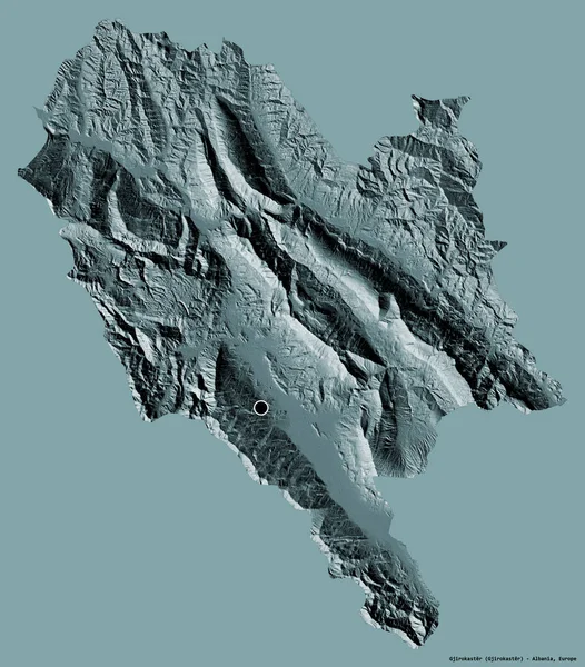 Arnavutluk Cirokaster Ilçesi Başkenti Katı Renk Arka Planına Izole Edilmiş — Stok fotoğraf