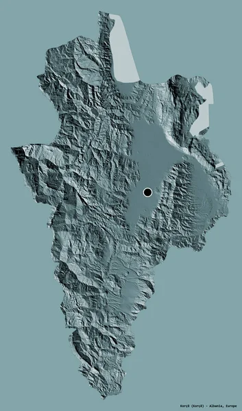 Form Korce Grevskapet Albanien Med Sin Huvudstad Isolerad Solid Färg — Stockfoto