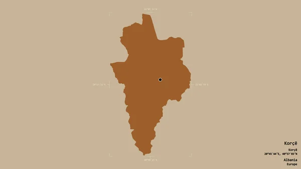 Территория Корче Графство Албания Изолирована Твердом Фоне Геометрической Ограничивающей Коробке — стоковое фото