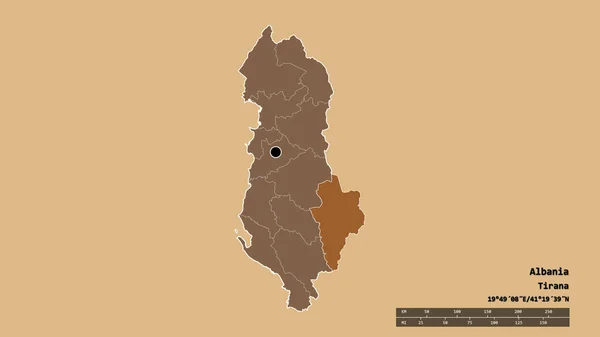 Forma Desolata Dell Albania Con Sua Capitale Principale Divisione Regionale — Foto Stock