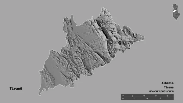 Forma Tirane Condado Albânia Com Sua Capital Isolada Fundo Sólido — Fotografia de Stock