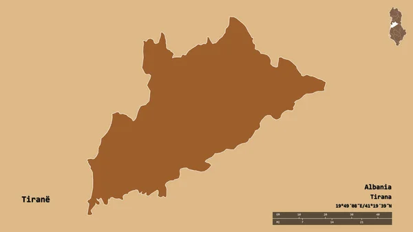 Forma Tirane Condado Albânia Com Sua Capital Isolada Fundo Sólido — Fotografia de Stock