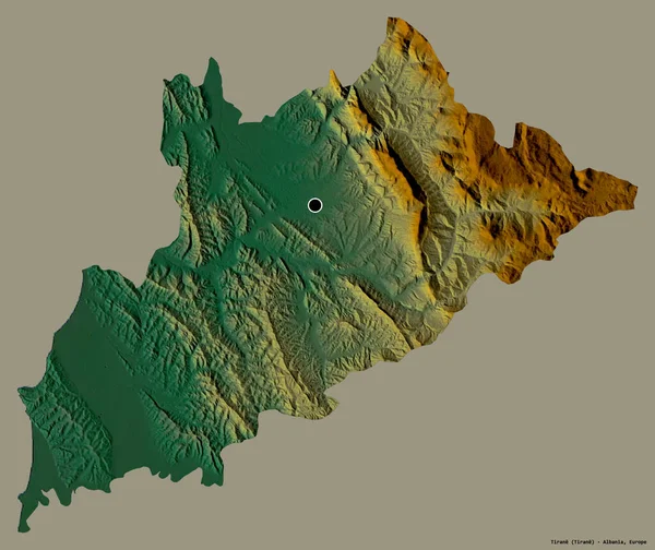 Forma Tirane Provincia Albania Con Capital Aislada Sobre Fondo Color —  Fotos de Stock