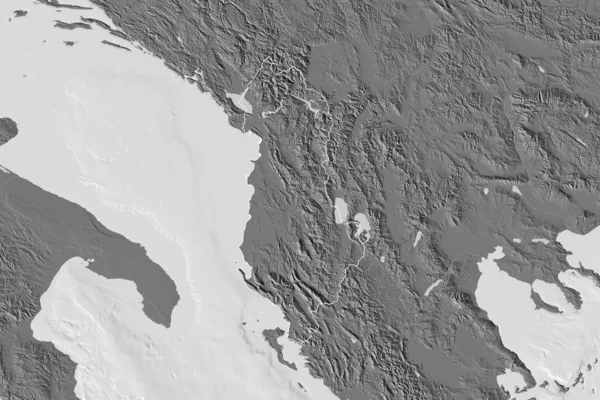 Área Alargada Albânia Delineada Mapa Elevação Bilevel Renderização — Fotografia de Stock
