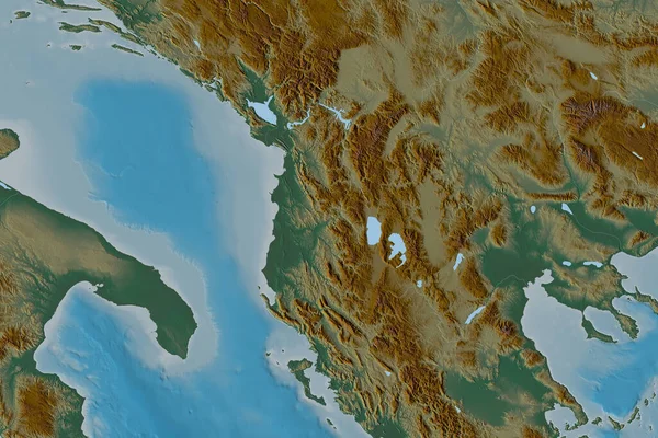 Área Extendida Albania Mapa Topográfico Relieve Renderizado — Foto de Stock