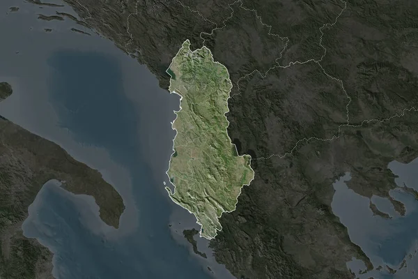 Gestalt Albaniens Getrennt Durch Die Entwässerung Benachbarter Gebiete Grenzen Satellitenbilder — Stockfoto