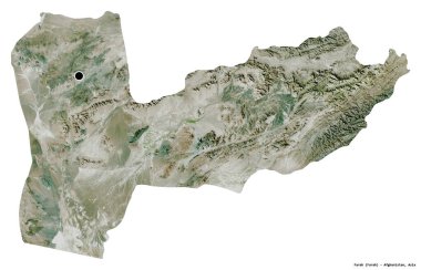 Farah 'ın şekli, Afganistan eyaleti, başkenti beyaz arka planda izole edilmiş. Uydu görüntüleri. 3B görüntüleme