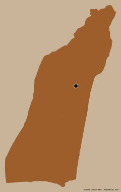 Helmand 'ın şekli, Afganistan eyaleti, başkenti katı bir renk arkaplanı ile izole edilmiş. Desenli dokuların bileşimi. 3B görüntüleme