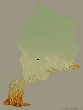Afganistan 'ın Jowzjan eyaleti, başkenti katı renk arkaplanı ile izole edilmiştir. Topografik yardım haritası. 3B görüntüleme