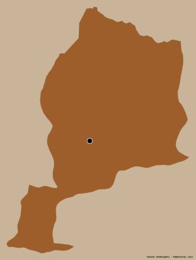 Afganistan 'ın Jowzjan eyaleti, başkenti katı renk arkaplanı ile izole edilmiştir. Desenli dokuların bileşimi. 3B görüntüleme