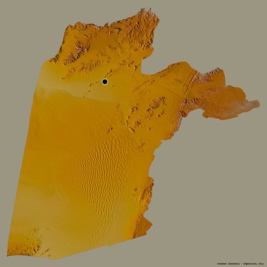Afganistan 'ın Kandahar eyaleti, başkenti katı renk arkaplanı ile izole edilmiştir. Topografik yardım haritası. 3B görüntüleme