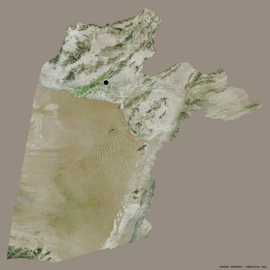 Afganistan 'ın Kandahar eyaleti, başkenti katı renk arkaplanı ile izole edilmiştir. Uydu görüntüleri. 3B görüntüleme