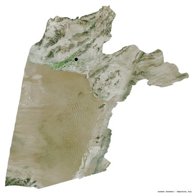 Afganistan 'ın Kandahar eyaleti, başkenti beyaz arka planda izole edilmiş. Uydu görüntüleri. 3B görüntüleme