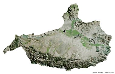 Afganistan 'ın Nangarhar eyaleti, başkenti beyaz arka planda izole edilmiş. Uydu görüntüleri. 3B görüntüleme