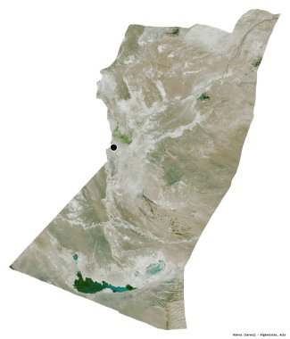 Afganistan 'ın Nimruz eyaleti, başkenti beyaz arka planda izole edilmiş. Uydu görüntüleri. 3B görüntüleme