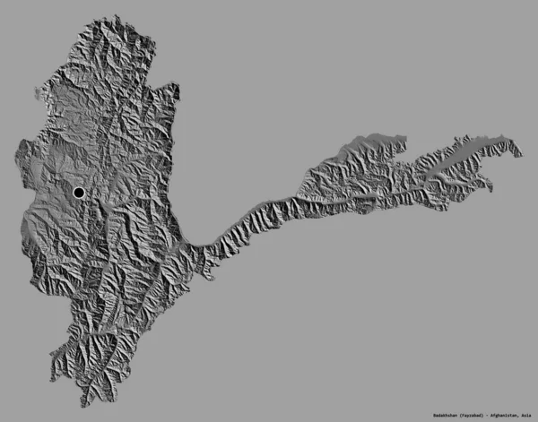 阿富汗巴达赫尚省的形状 其首都以纯色背景隔离 Bilevel高程图 3D渲染 — 图库照片