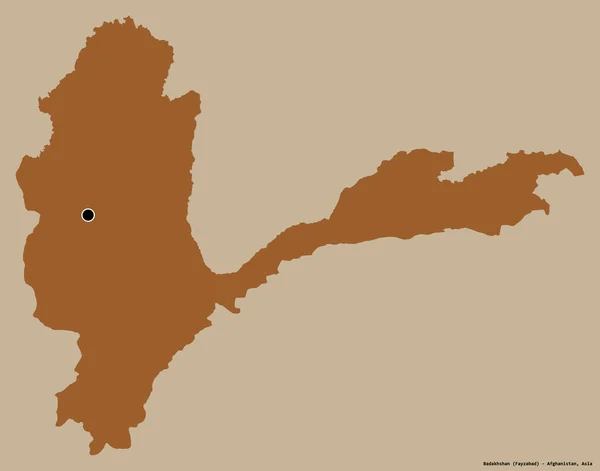 Forma Badakhshan Provincia Afganistán Con Capital Aislada Sobre Fondo Color — Foto de Stock