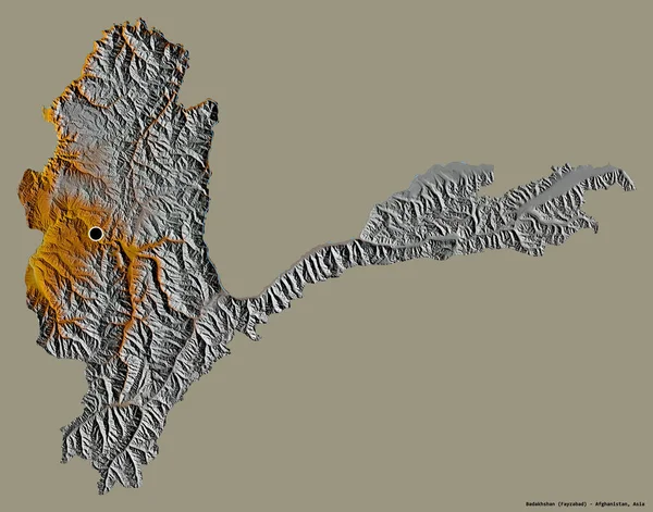 Form Badakhshan Provinsen Afghanistan Med Dess Huvudstad Isolerad Solid Färg — Stockfoto