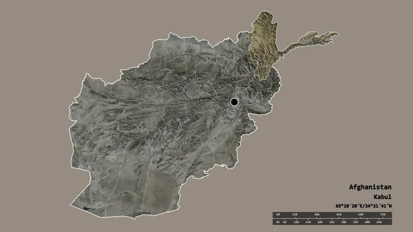 主要な地域部門と分離されたバダフシャン地域を持つアフガニスタンの荒廃した形 ラベル 衛星画像 3Dレンダリング — ストック写真