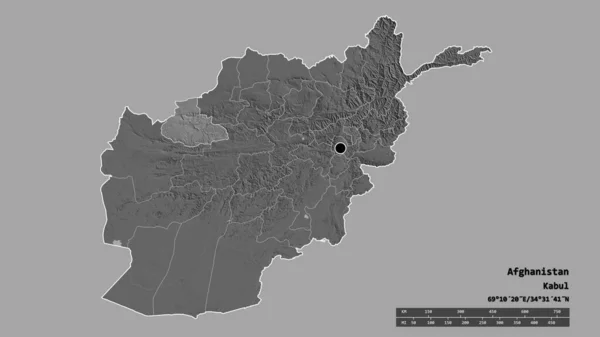 Forma Desolata Dell Afghanistan Con Sua Capitale Principale Divisione Regionale — Foto Stock