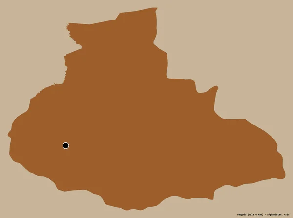 Forma Badghis Provincia Afganistán Con Capital Aislada Sobre Fondo Color —  Fotos de Stock