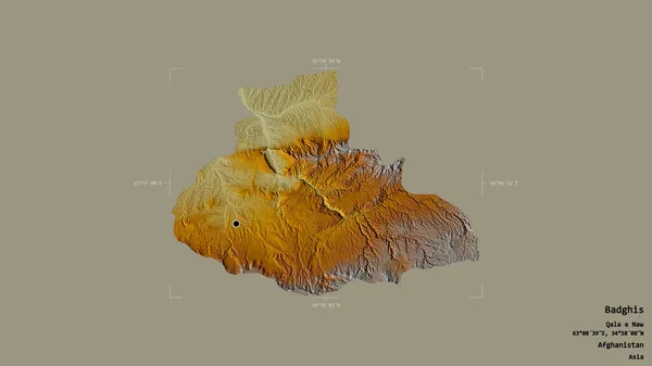 阿富汗的巴德吉斯地区 在一个地理参照框的坚实背景下被隔离 地形浮雕图 3D渲染 — 图库照片