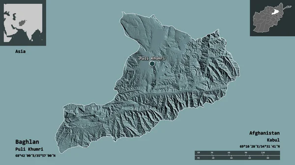 Forma Baghlan Província Afeganistão Sua Capital Escala Distância Previews Rótulos — Fotografia de Stock