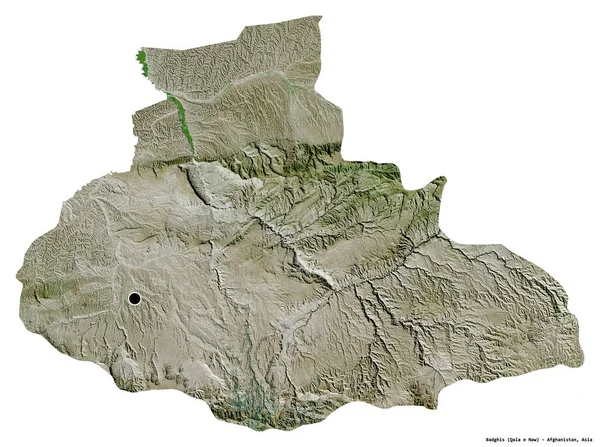 阿富汗巴吉斯省的形状 其首都被白色背景隔离 卫星图像 3D渲染 — 图库照片