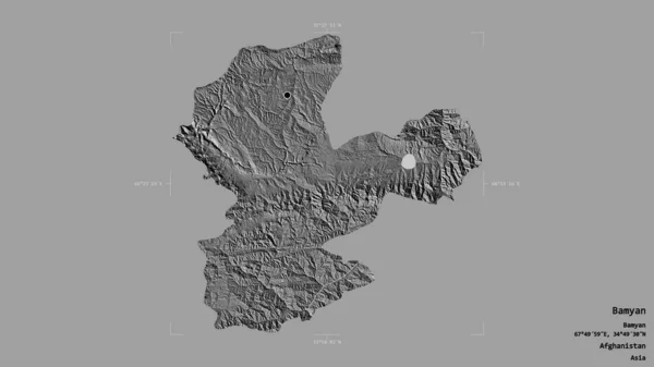 阿富汗省巴米扬地区 在一个地理参照框的坚实背景下被隔离 Bilevel高程图 3D渲染 — 图库照片