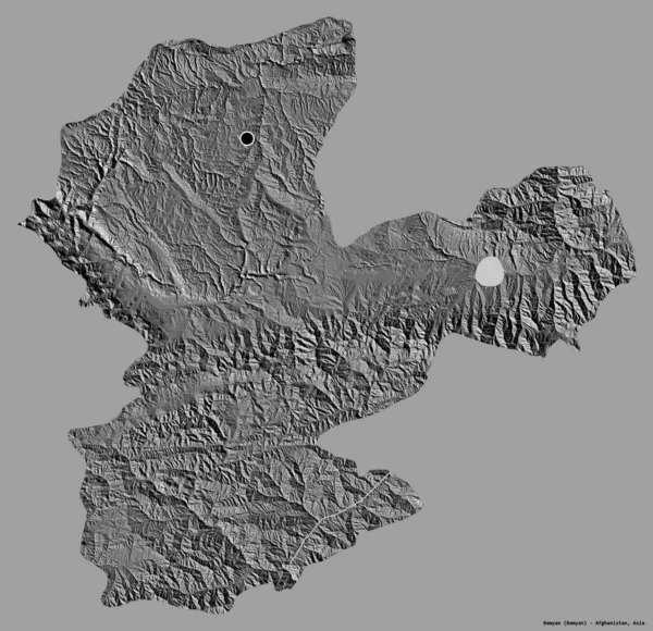 阿富汗巴米扬省的形状 其首都用纯色背景隔开 Bilevel高程图 3D渲染 — 图库照片